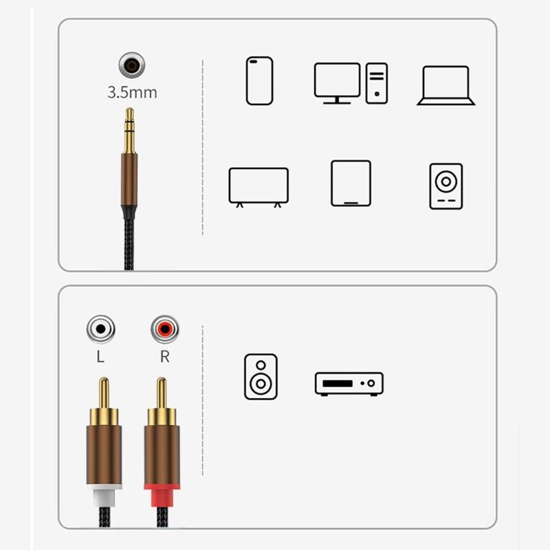 Zwei-Kanal Audio Splitterkabel zu Links Rechts Anschlüssen für Klare Soundausgabe