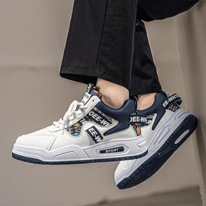 Men High Top Breathable Leather Platform Sneakers, Versatile Height Increasing Casual Skate Board Shoes