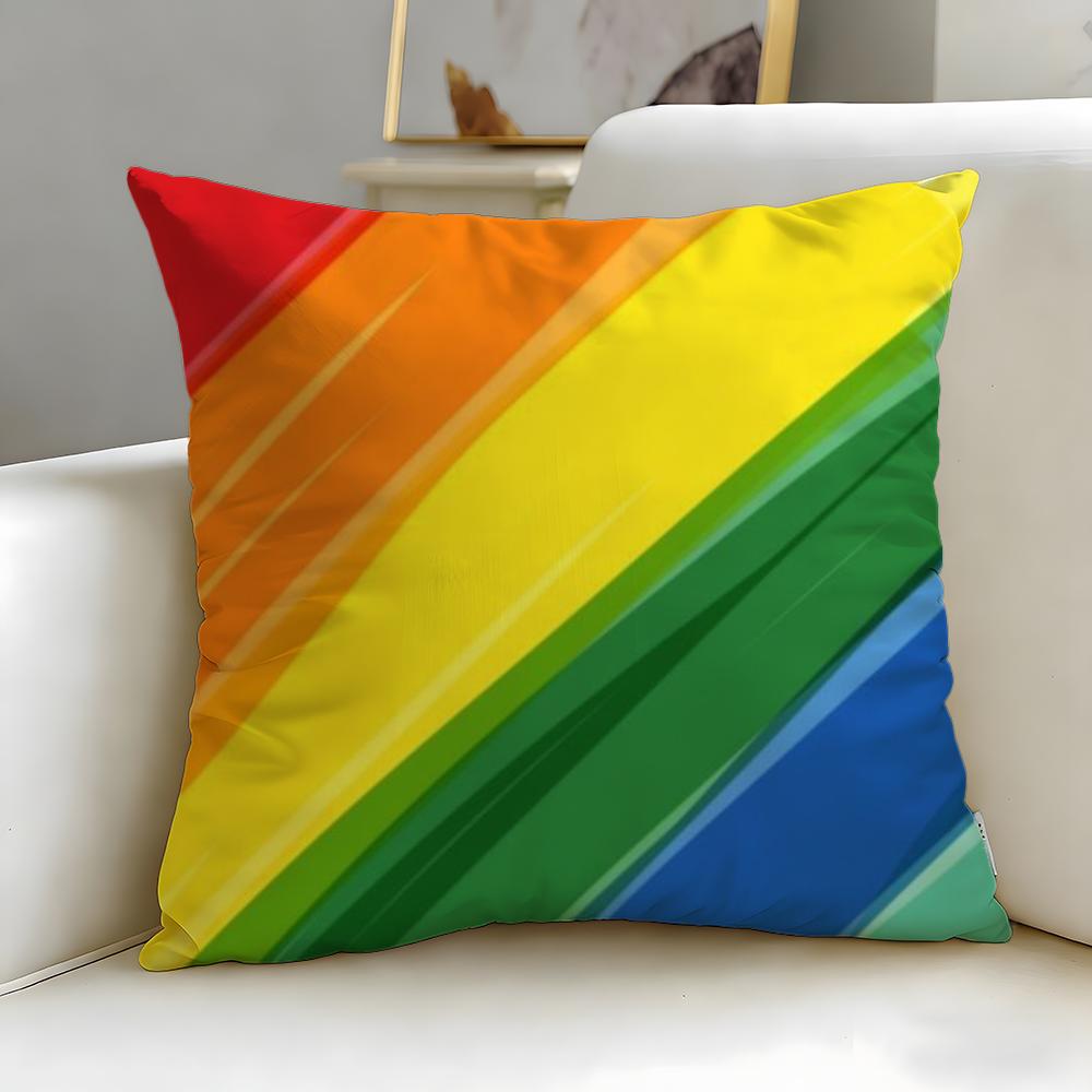 classic theme Homosexual Rainbow Flag Cushion Cover Soft  EasyWash Pillow Case  Versatile for Couch Bed Travel and Office