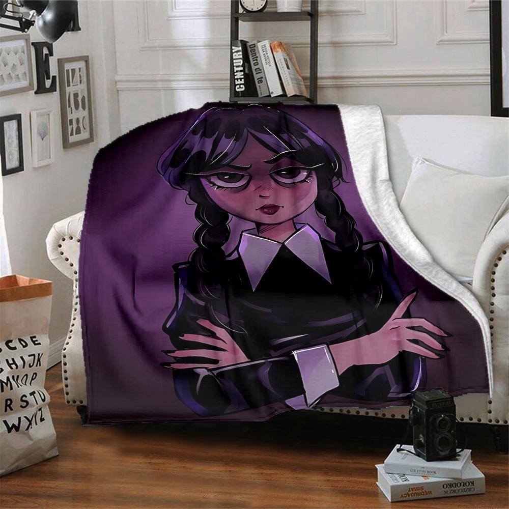 1pc Wednesday Addams Blanket Lightweight Flannel Blanket Throw Blanket For Sofa, Bed, Travel, Camping, Livingroom, Office, Couch