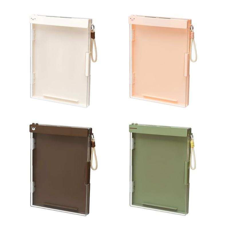 Clear ABS Document Case with Clipboard and Lanyard Double Layer File Organiser Box For Office School And Travel Use marrone
