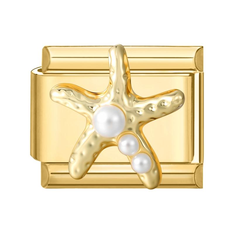 

1 Piece 304 Stainless Steel Italian Charm Links Butterfly Starfish Heart For DIY Bracelet Jewelry Making Gold Plated 10mm x 9mm 10x9mm