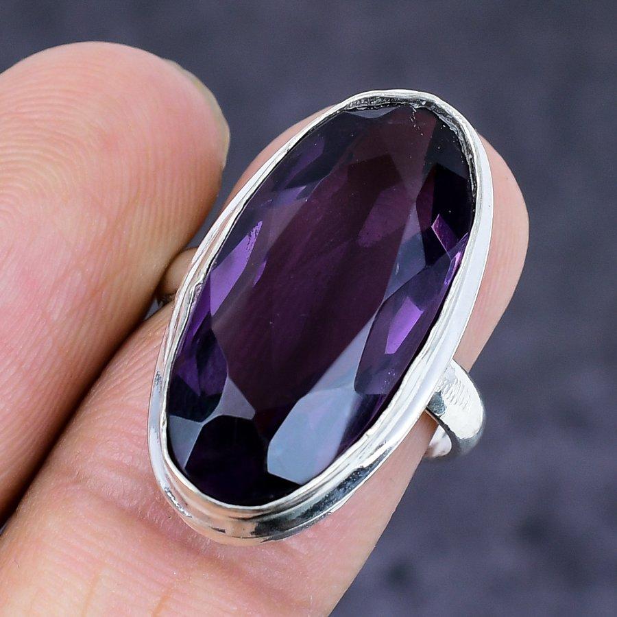 Amethyst Gemstone 925 Sterling Silver Jewelry Ring Size 7