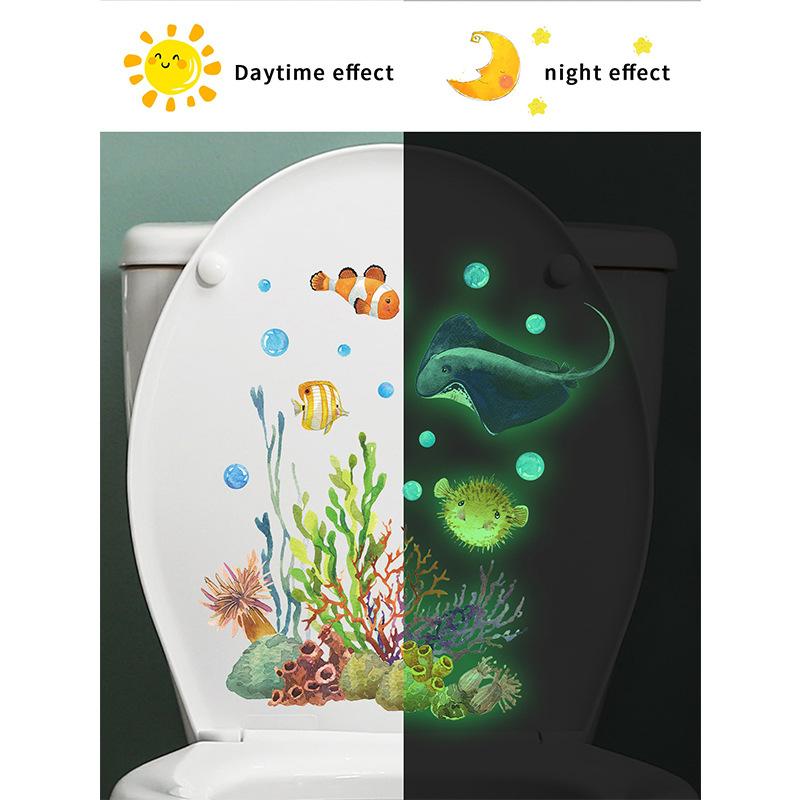 Kreslené samolepky na zeď svítící ve tmě, domácí dekorace, světelné fluorescenční nálepky s mořskými živočichy pro dekorace dětského pokoje