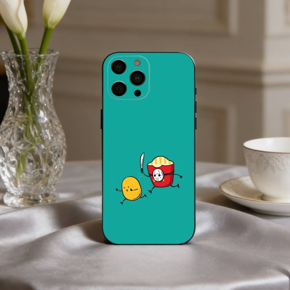 F-Funny Food Fancy art Phone Case For iPhone 17,16,15,14,13,12,11 Plus,Pro Max,XS,Soft Silicone Black Cover