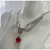 Gothic Angel Wings Necklace Angel Red Acrylic Crystal Pendant,  Witch Jewelry Accessories