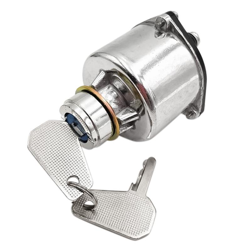 JK406 Car Truck Start Ignition Switch with 2 Keys Preheat Start Switch with 6 Wiring Points for Car Tractor Trailer