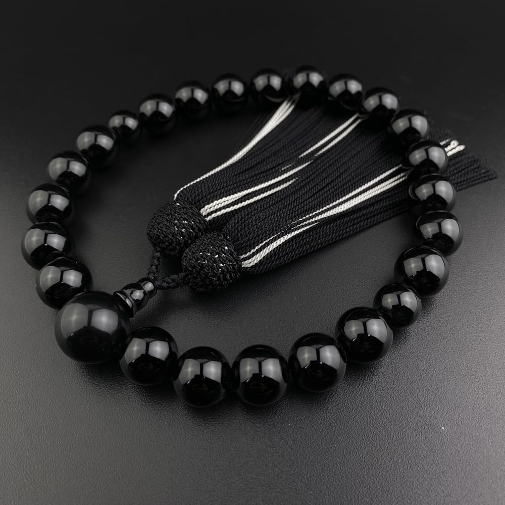 WONDERFUL LOTUS Myo Lotus Flower Prayer Beads for Black and 22 Pure Silk Prayer Beads Bag Informal Prayer Prayer Memorial Suitable for All Sects Black