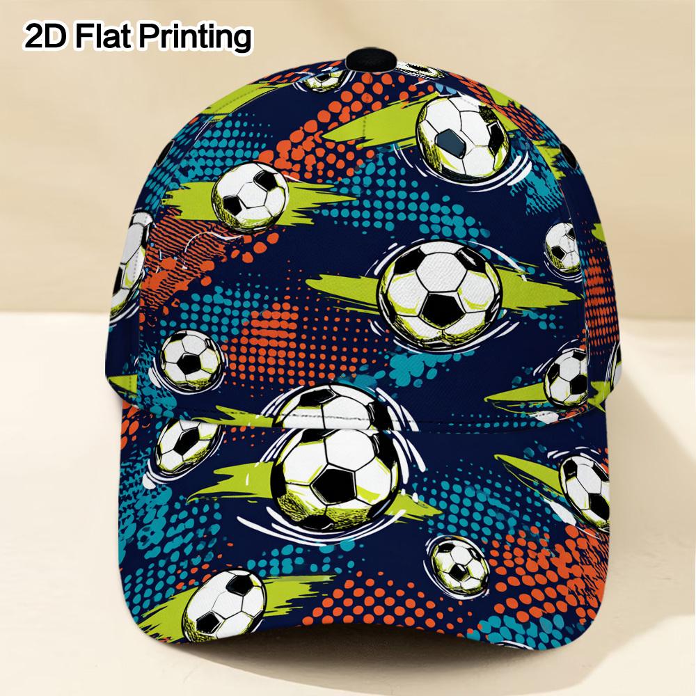 

This Unisex Baseball Cap Designed with a Vibrant Soccer Ball Print Is Ideal for Outdoor Activities Its Fashionable Design Allows