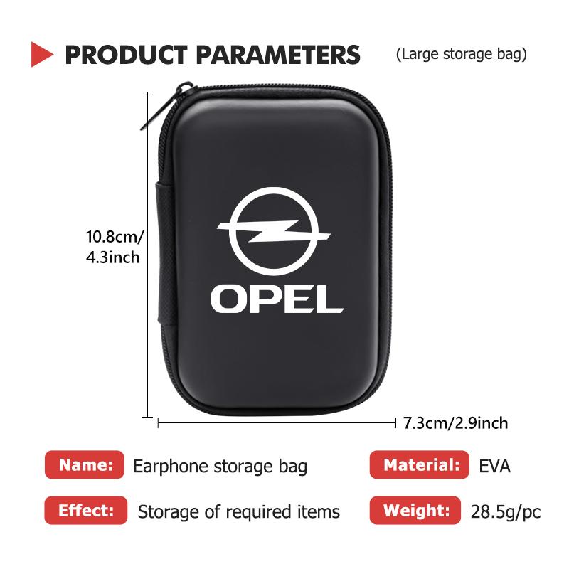 Car Logo EVA Headset Data Cable Holder Headphone Carry Bag For Opel Astra G H J K F Corsa D Zafira B Insignia Mokka Regal