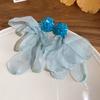 New blue flower fringed earrings, fresh niche design studs, women's summer vacation earrings