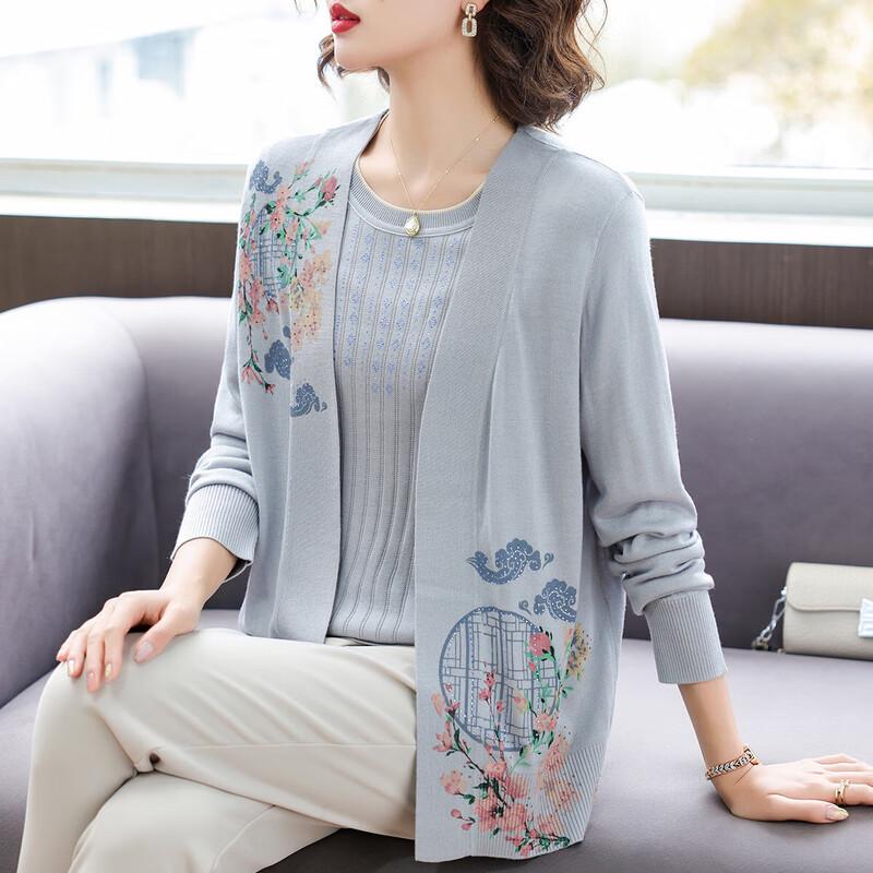 

Женский вязаный комплект с коротким рукавом и кардиганом 2XL