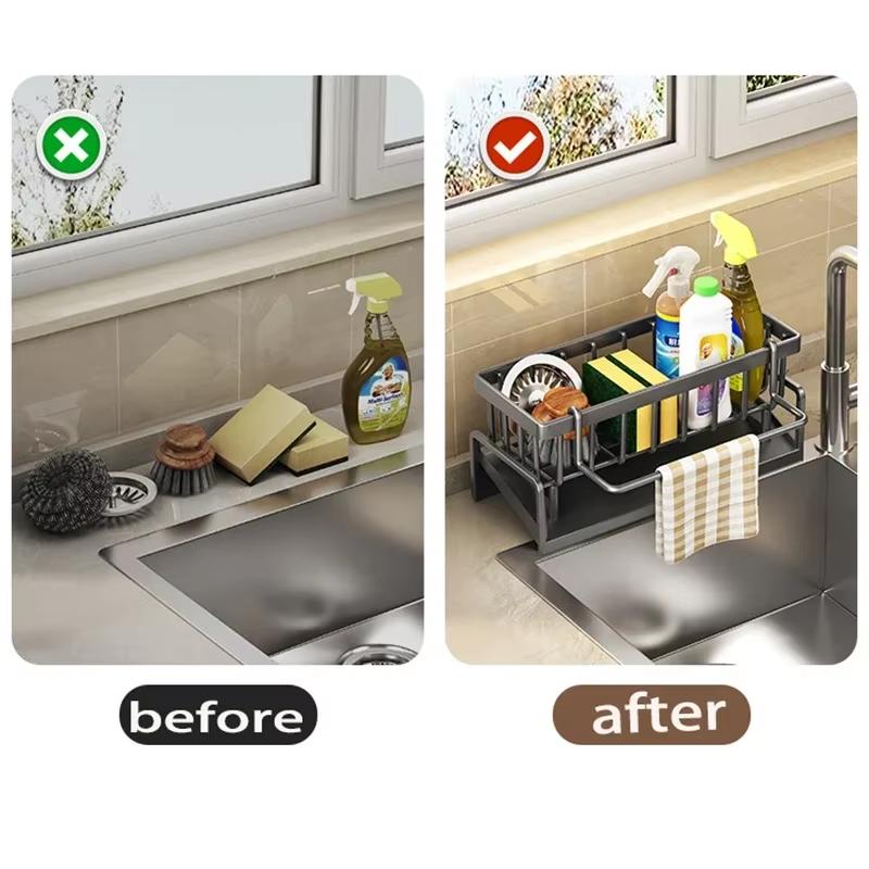New Kitchen Drain Rack Hook Removable Cleaning Supplies Brush Place Bathroom Storage Rack Sink Storage Rack Removable Rack