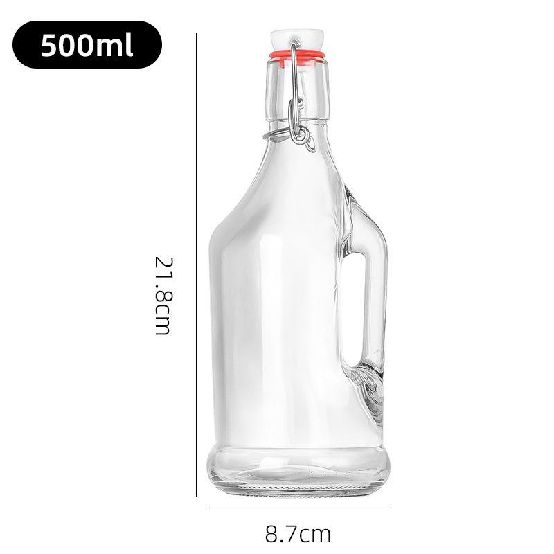 Multi-functional Thickened Transparent Glass Snap-on Bottle for Homebrewed Fruit Wine & Beverages