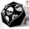1pc Black and White Skull Heart Automatic Open/Close Cute Umbrella, Compact Travel UmbrellaCasual Umbrella A0829054