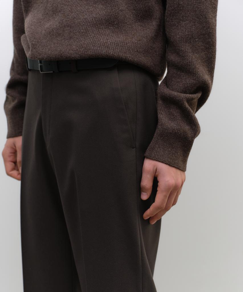 MUSINSA STANDARD Whipcord Straight Hidden Banding Slacks [Dark Brown]