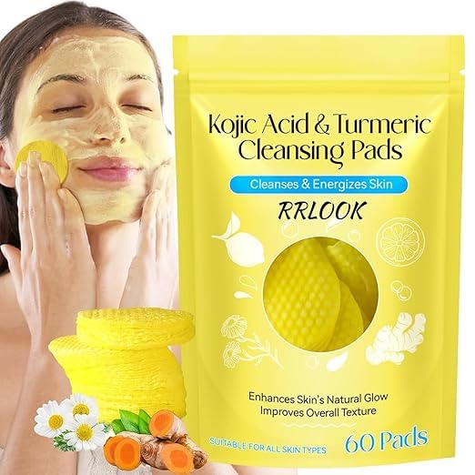 SGABANI Kojic Acid And Turmeric Cleansing Pads (60 Count), Turmeric Kojic Acid Cleansing Pads For Face Mild & Non-Irritating, Helps Balance Skin Oi