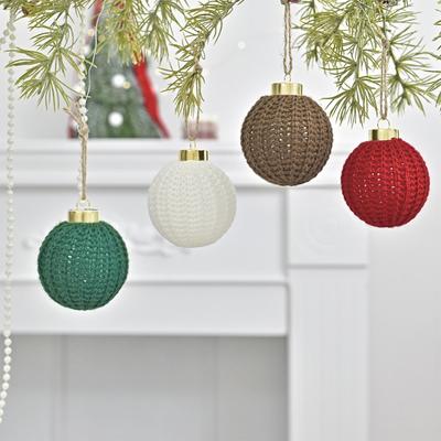 Christmas Tree Ornaments Set Farmhouse Boho Home Decor 12 Pieces Fabric Textured Ball Charm For Party Garland Wreath Living Room