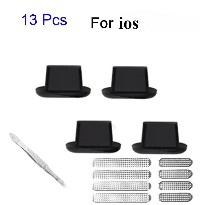 Universal Anti Dust Kit, Speaker Mesh Sticker USB Port Dust Plug with Tweezers for Micro USB Type C iPhone Huawei