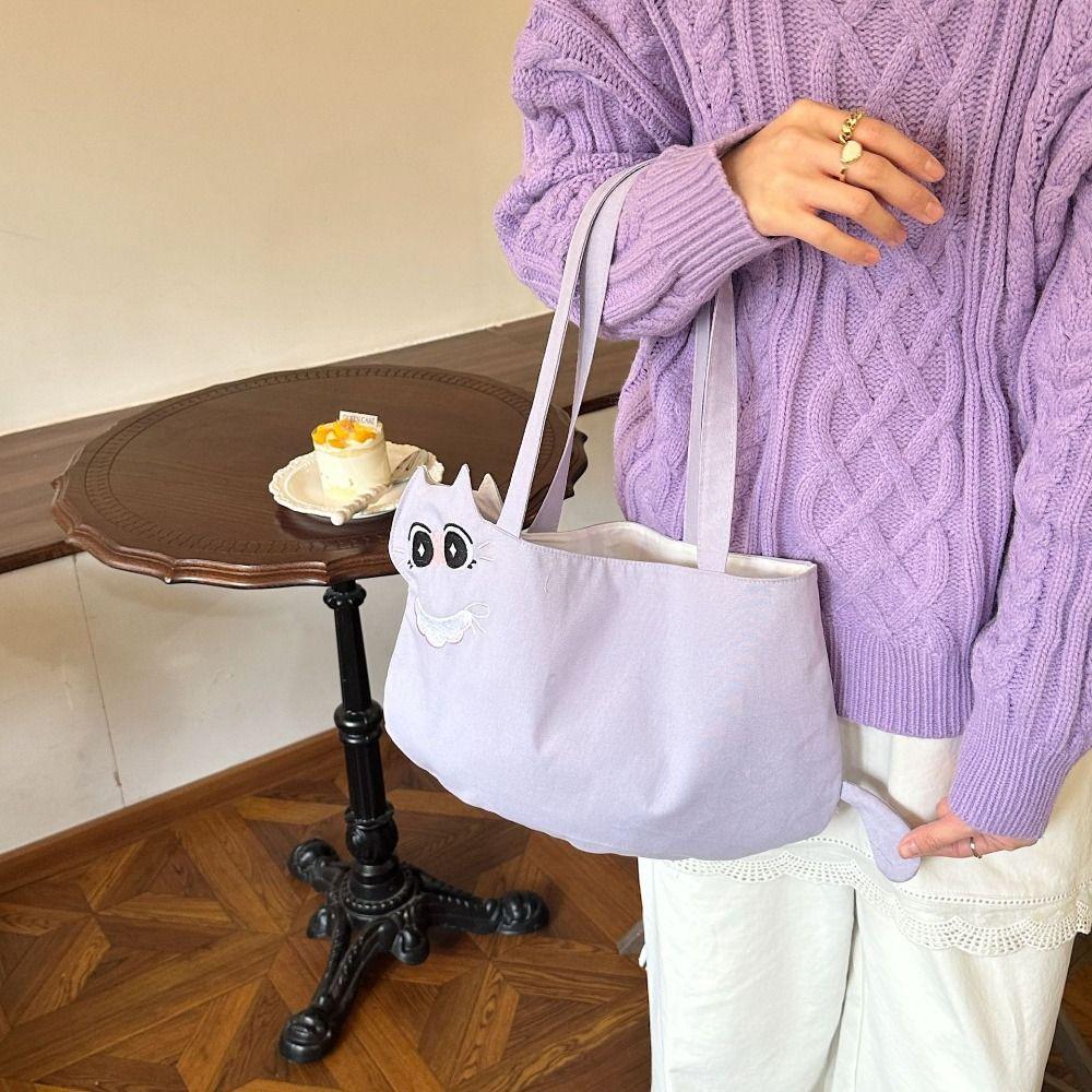 Druck Gedruckte Katze Schultertasche Stoff Handtasche Allround Stickerei Canvas Tasche Outdoor