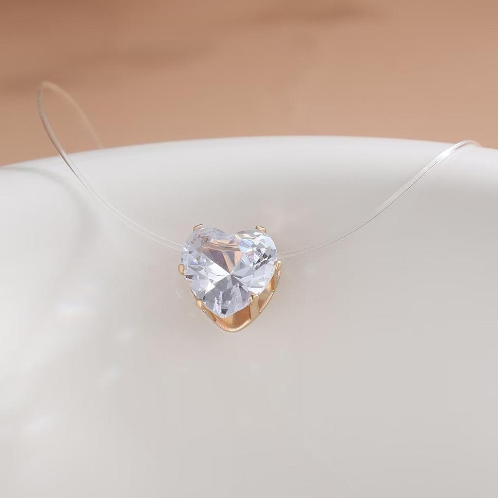 Colar de Linha de Pesca Invisível de Vidro Gota d'Água da Moda Transfronteiriço para Mulheres - Simples, Moderno, Empilhável Corrente de Clavícula Multicamadas