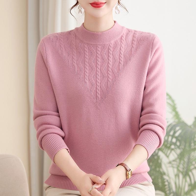 Women's Winter Velvet High-Neck Top: Fashionable Clothing for Middle-Aged Women (40-60 Years)