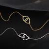 Interlocking Double Heart Necklace for Women, Dainty Love Heart Pendant Chain Necklace, Minimalist Gold Silver Heart Jewelry Gift for Valentines Day