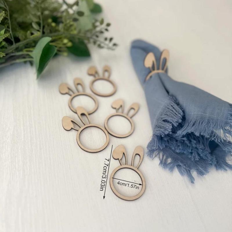 

Creative Wooden Cute Rabbit Ear Dining Table Hotel Restaurant Banquet Napkin Clasp 4pcs різнокольоровий
