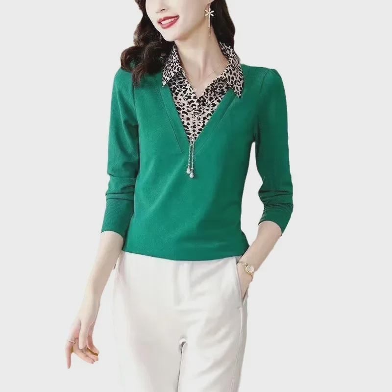 Tricouri de toamnă cu mânecă lungă două-în-unu pentru femei 2023 - Topuri stratificate elegante pentru mame, disponibile în diverse mărimi