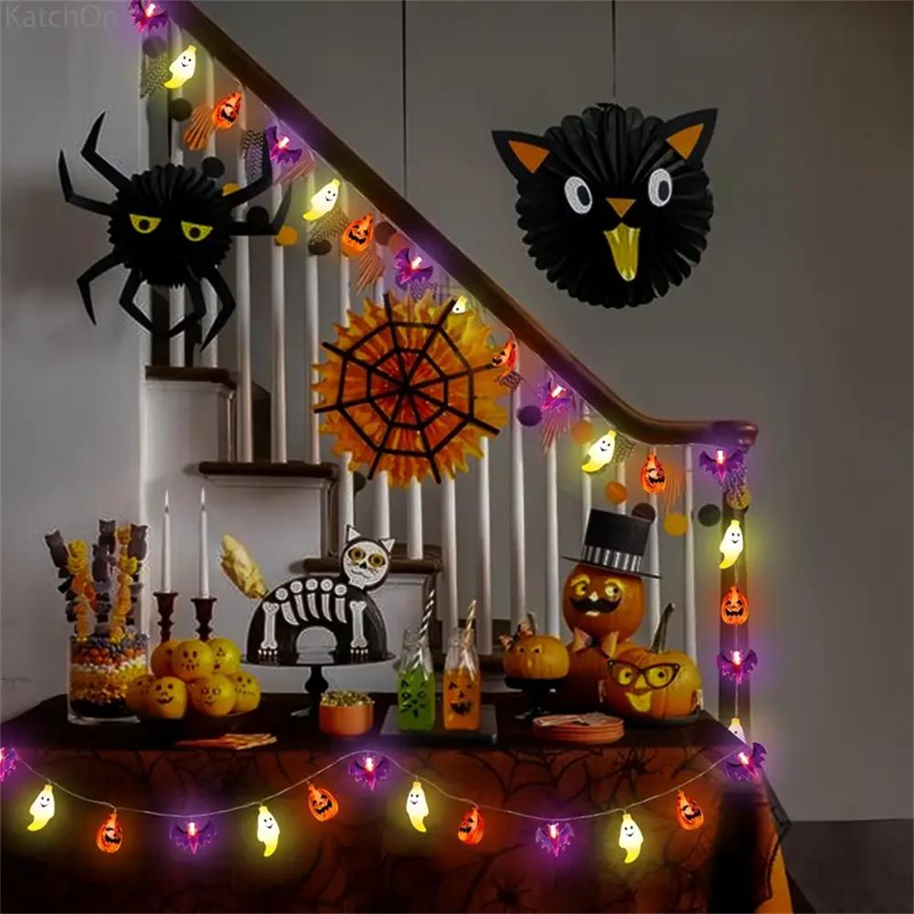 Halloween String Lights Pumpkin Bat Ghost Halloween String Lights Indoor Home Courtyard Halloween Decorative Lights