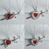 Matching Love Necklace Heart With Rapier Charm Alloy Couples Jewelry For Him Her Gift For Valentines Day