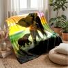 Elephants At Coastal Sunset Theme Blanket Lightweight Warm Flannel Blanket Decorative Throw Blanket for Home Decoration