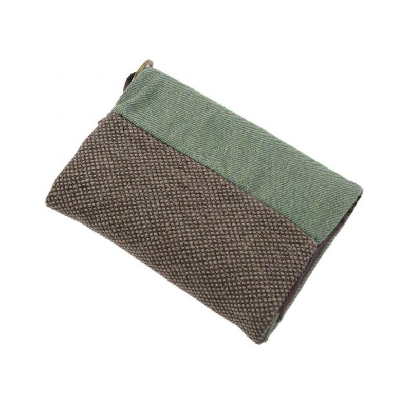 2X Unisex Männer Frauen Drei Schicht Gefaltete Manuelle Leinwand Brieftasche Tasche mit Multi-Kartenhalter, Junge Mädchen Multifunktions-Geldbörse