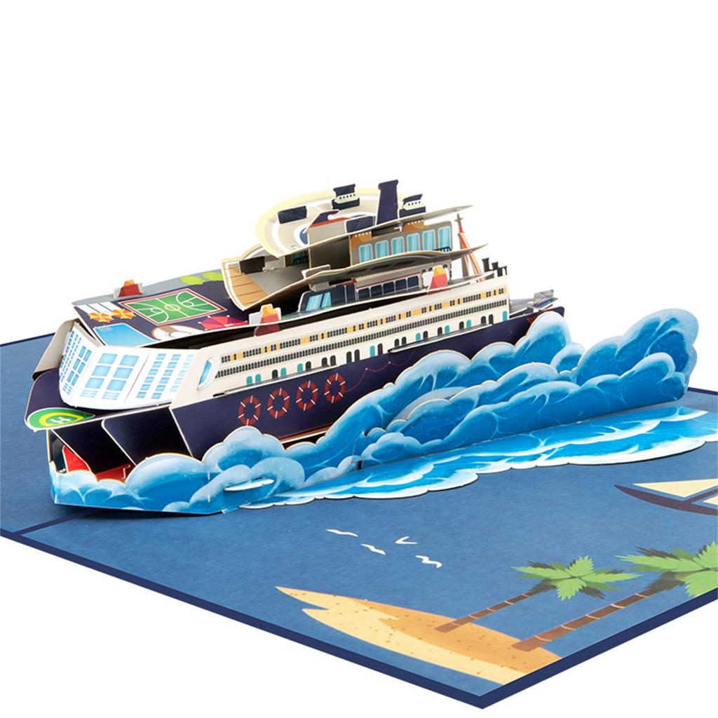 3D Deep Sea Cruise Ship PopUp Card with Envelope 3D Holiday Greeting Card Blank Note Stocking Present for Friend Holiday