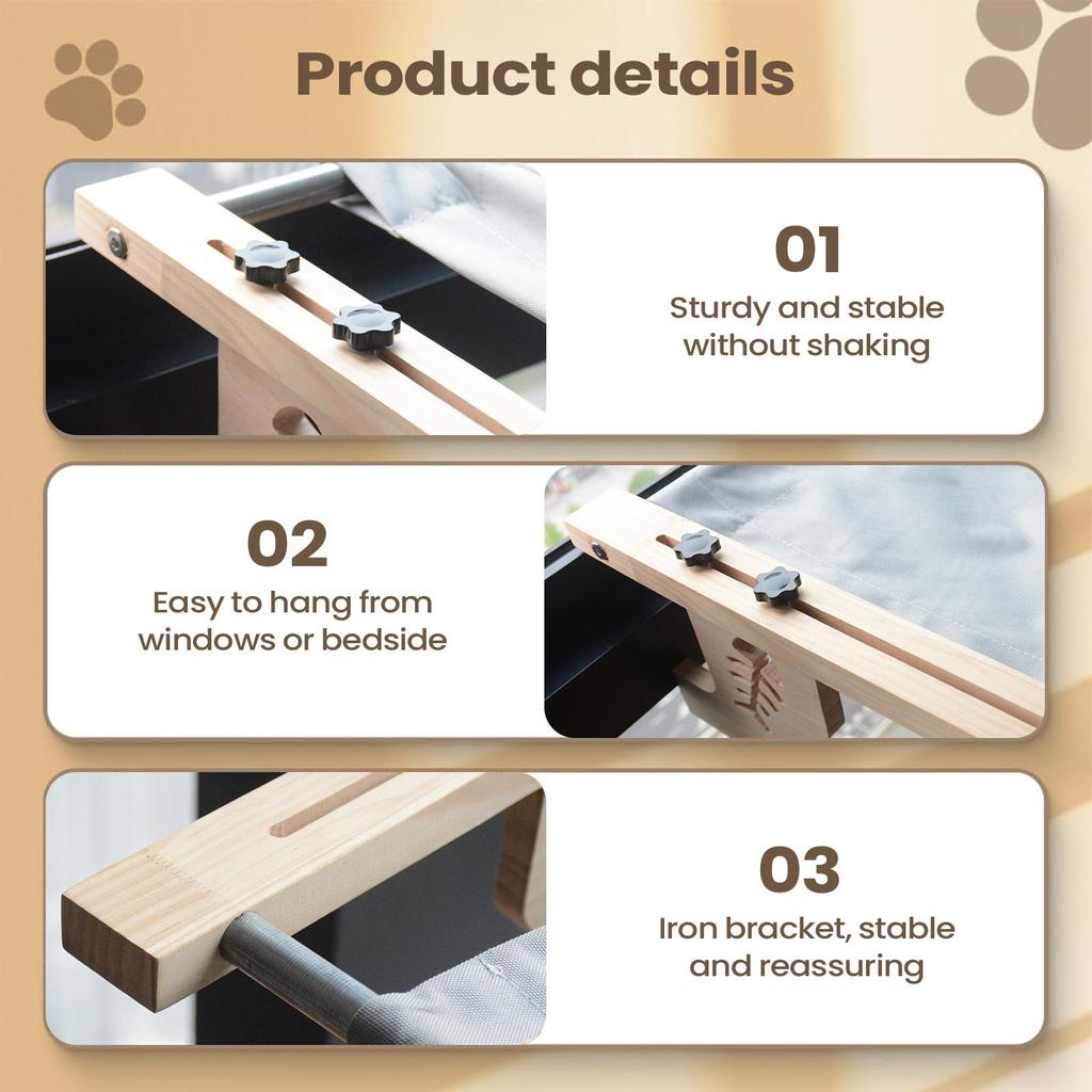 Cat Window Hammock With Plush Cushion And Ball Resting Spot Cat Window Seat For Home Apartment Indoor Windowsill Bedside Living