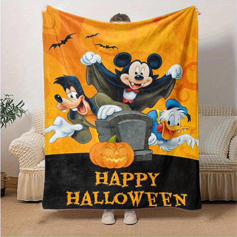 1pc,Halloween Mickey Mouse Throw Blanket Home Decor, Couch, Outdoor Use, Gifts, Flannel Blankets, Bedroom, Living Room, Travel