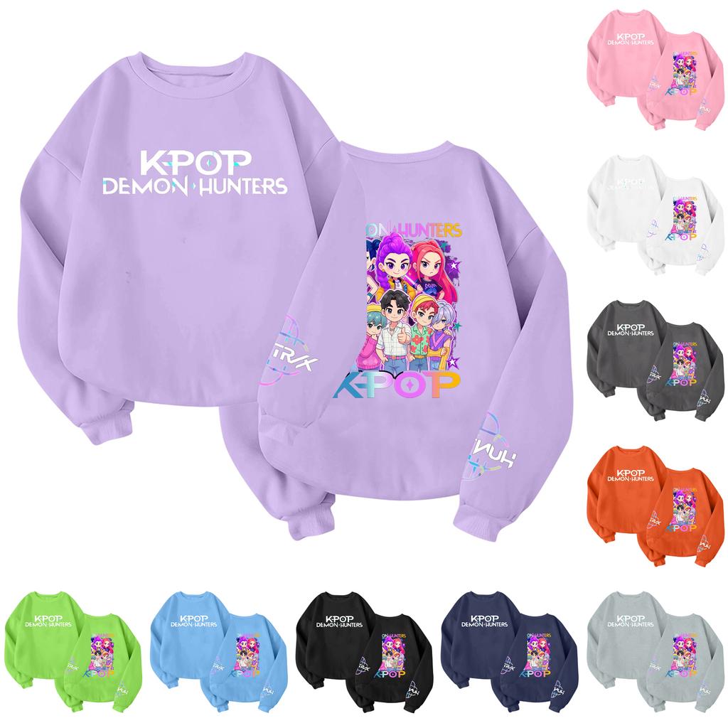 Children's Fashionable Lightweight Long-sleeved Round Neck Pullover With Pockets Printed Pullover