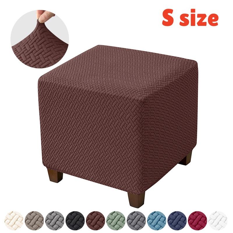 Jacquard Stretch Ottoman Cover S/M 2 Size Living Room Sofa Footrest Stool Slipcover Anti-scratch Pouf Covers Home Decoration