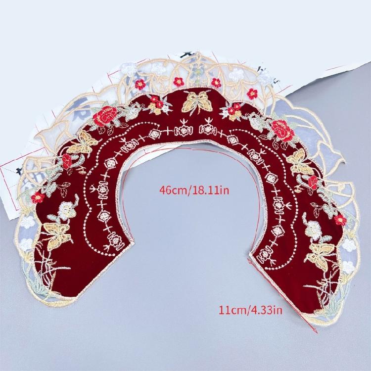 Girl False Collar Embroidered Chinese Ancient Shirt Shawl Wrap for Carnivals