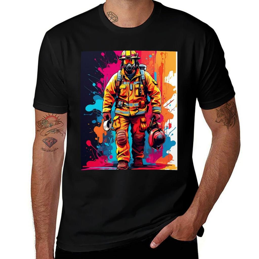Bravery In Colors A Firefighters Vibrant Stand Tshirt Casual Fashion Print Tee Top Tshirt