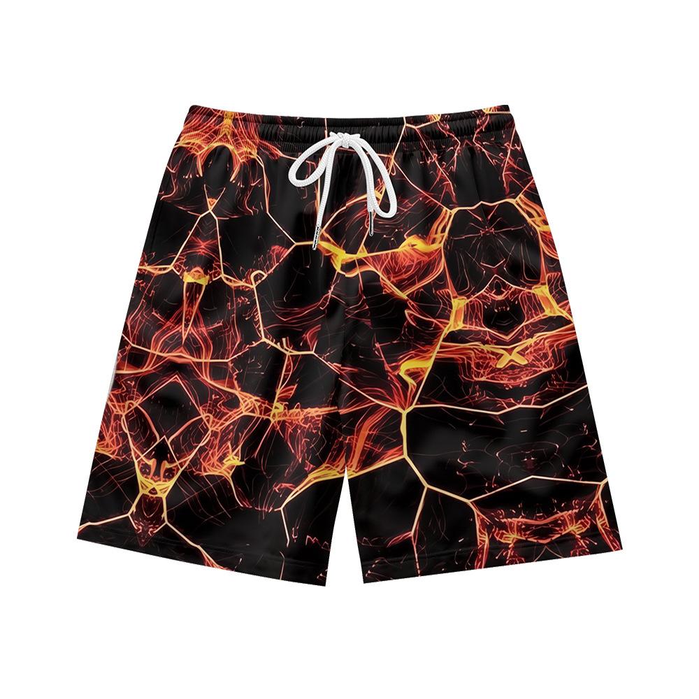 Pantaloncini Casual da Uomo con Elemento Fulmine Oscuro Naturale Europeo e Americano Pantaloni da Spiaggia