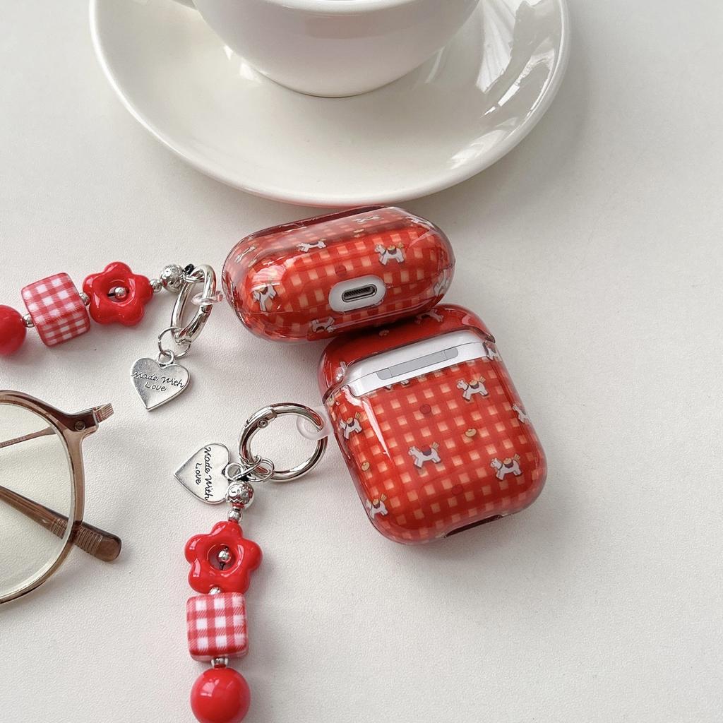 Red plaid pony for AirPods1 Apple earphone case 1/1/1 generation AirPods pro1 case