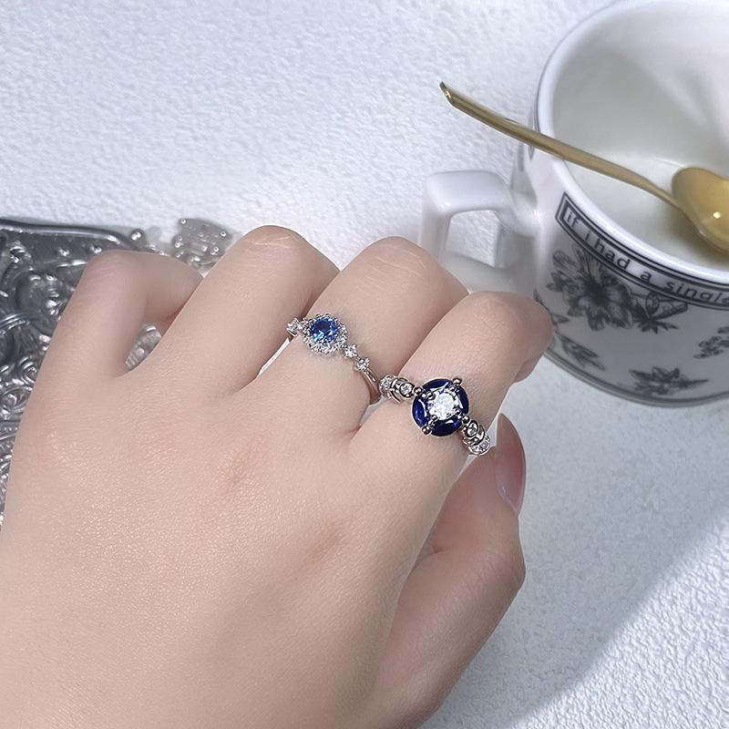 Color Treasure Sunflower Smart Sapphire Super Flash Zircon Ring Women'S Niche Design Light Luxury High-End Ring