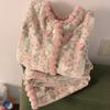 Womens Coral Fleece Pajama Set Princess Style Thick Warm Flannel Loungewear Winter