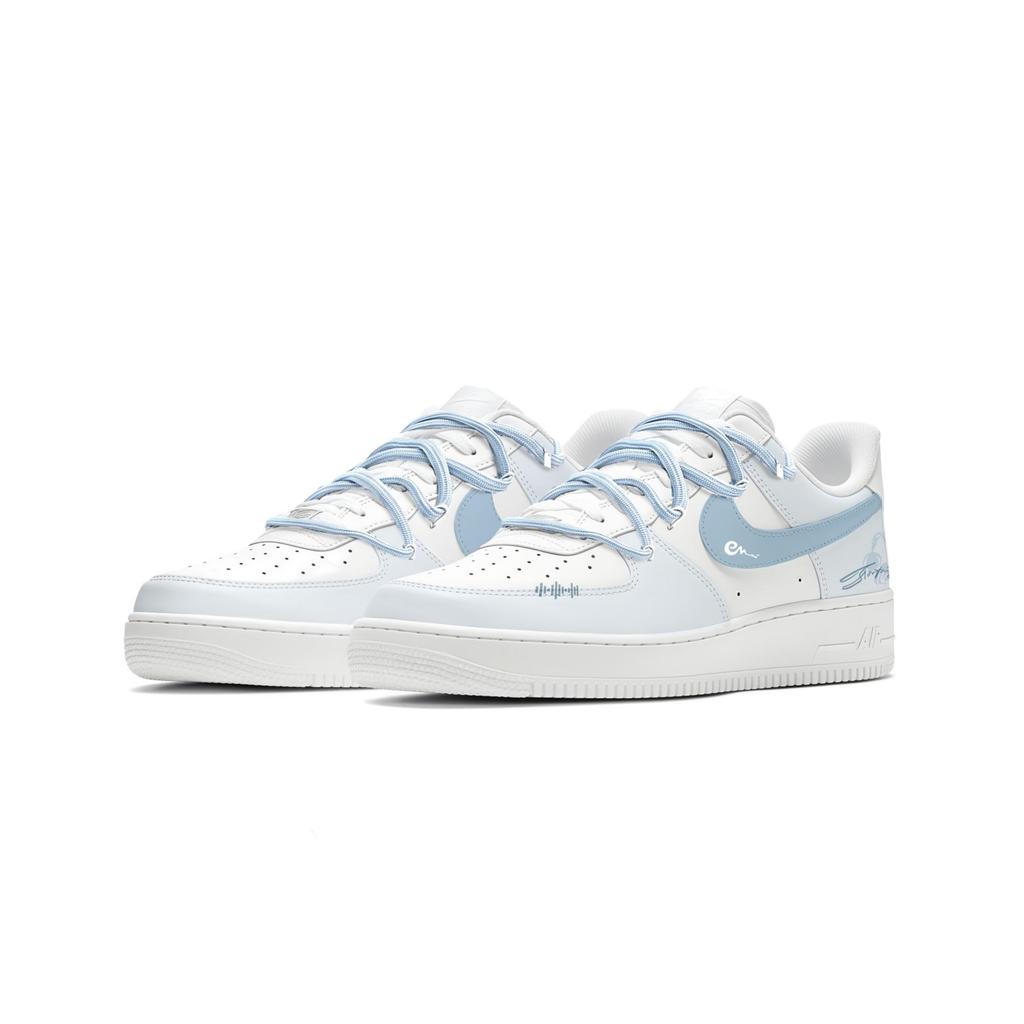 Nike Air Force 1 Leather Cushioning Abrasion Resistant Low top Skateboard Shoes Unisex Sky Blue CW2288-111(team1104-)