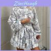 European Female Dress With Tie Waist And Floral Print For Elegant Spring Office Wear