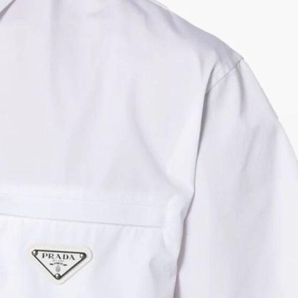 Prada short-sleeve triangle-logo cotton shirt UCS503-1XV2-F0009-S-OOO
