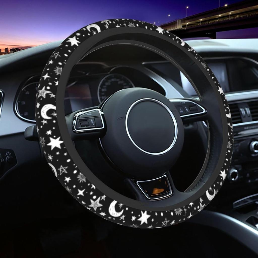 Moon And Star Steering Wheel Cover Car Accessories Cute For Women Girls Girly Universal 15 Inch Neoprene Auto Interior Decor Anti Slip Car Truck