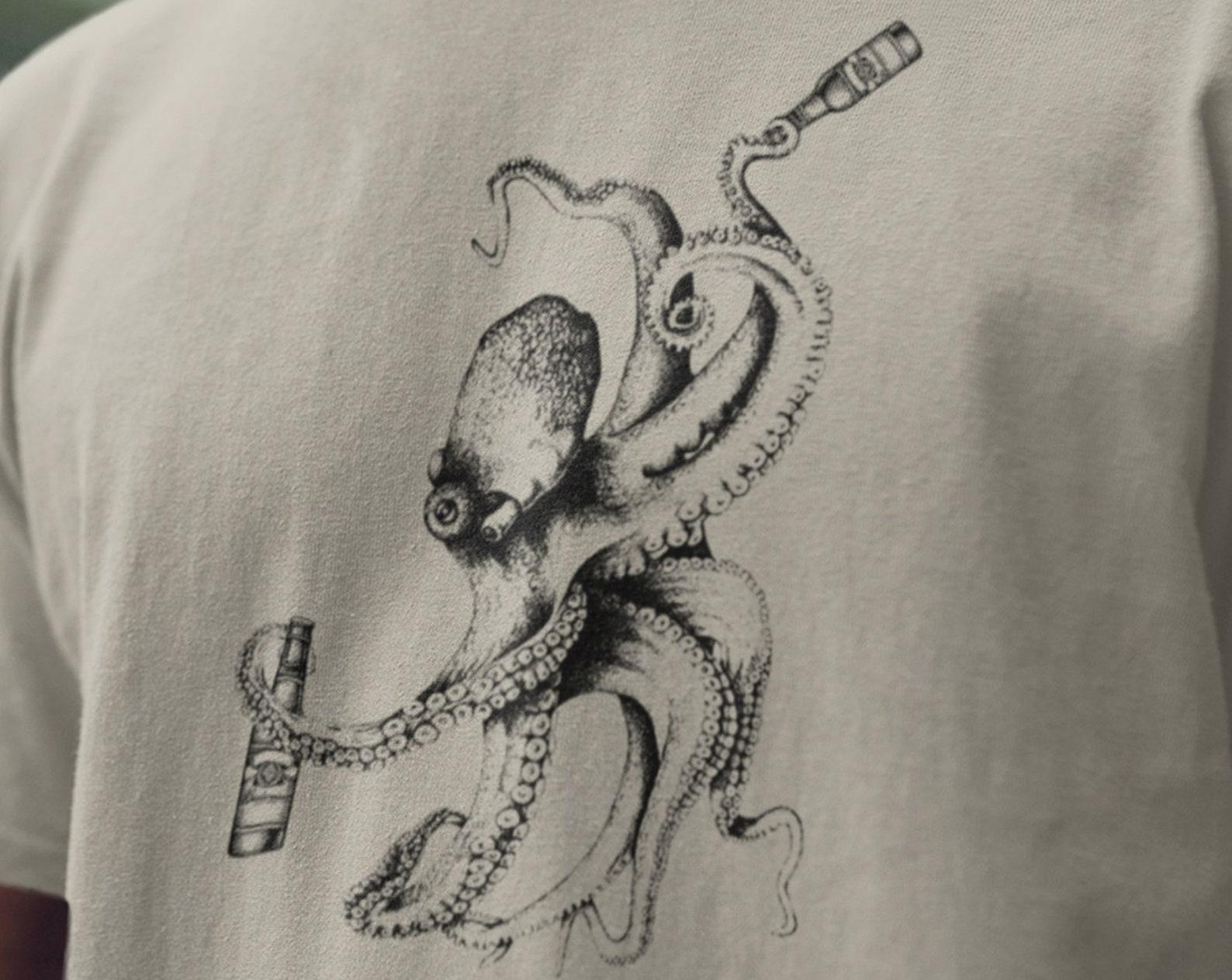 Octopus Drinking Beer T-Shirt, Beer Lover Gift Shirt, Gift For Husband, Craft Beer Shirt, Funny Alcohol Graphic tee M