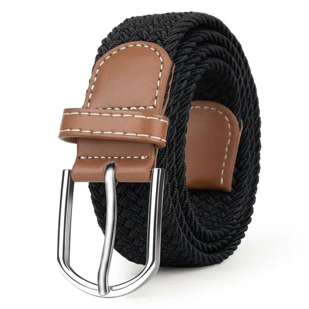Multicolored Elastic Braided Belt No Hole Men's Waistband Durable Stretch Woven Belt  Women